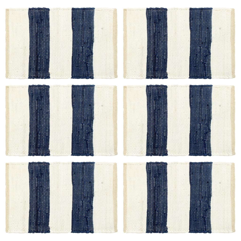 Vidaxl Placemats 6 St Chindi rayé 30x45 cm bleu et blanc