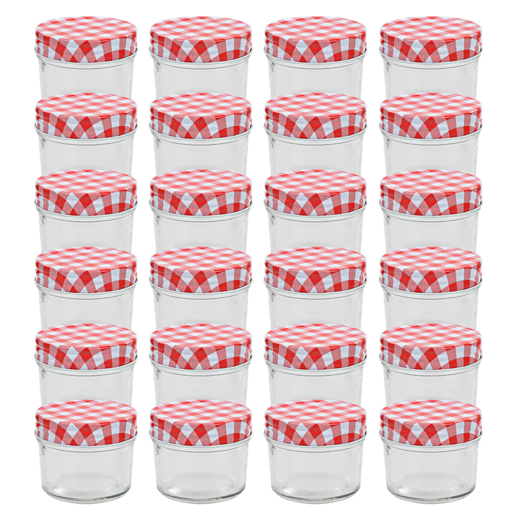 VIDAXL JAMS JARS avec couvercles rouges 24 st 110 ml de verre