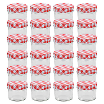 VIDAXL JAMS JARS avec couvercles rouges 24 st 110 ml de verre