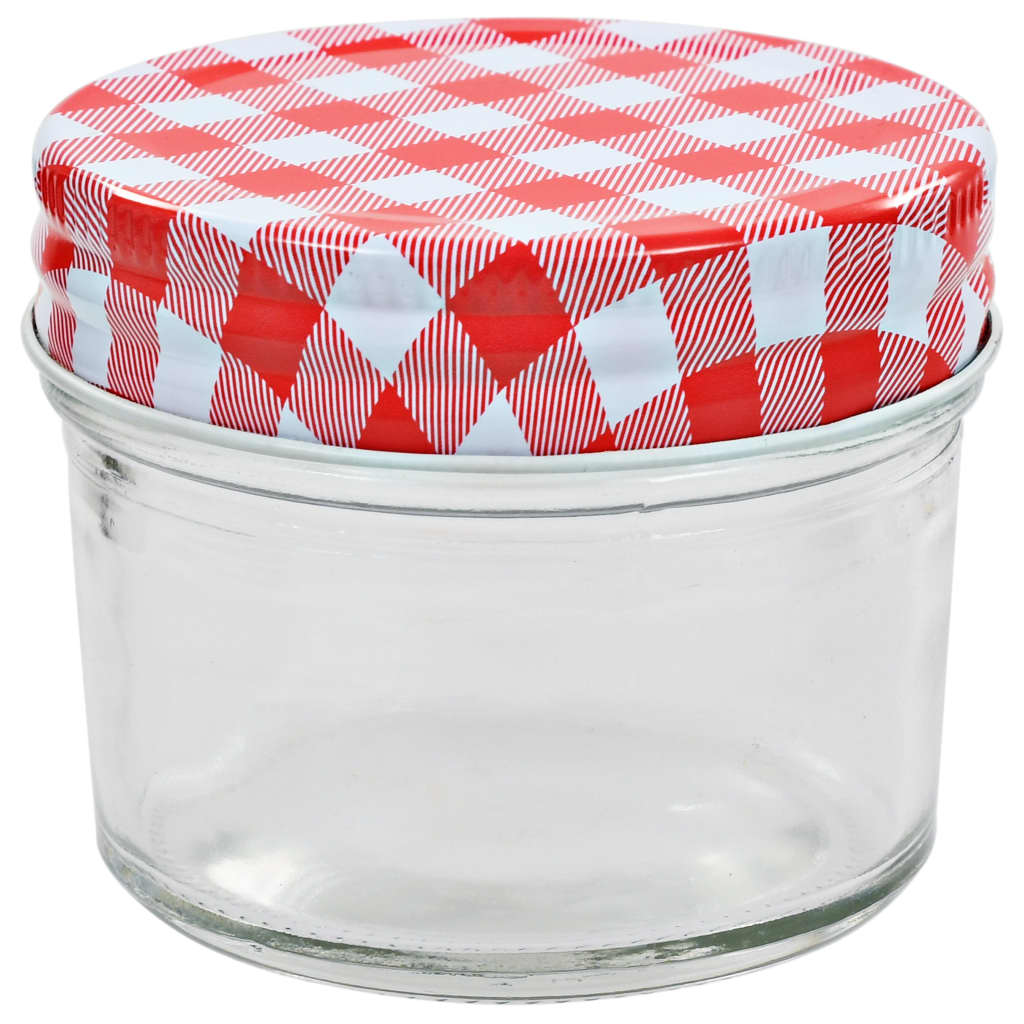 Vidaxxl pots de confiture blanc avec couvercles rouges 96 pcs 110 ml verre