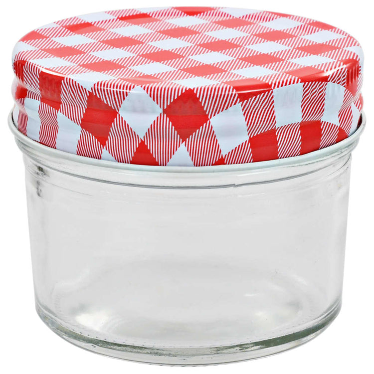 Vidaxxl pots de confiture blanc avec couvercles rouges 96 pcs 110 ml verre