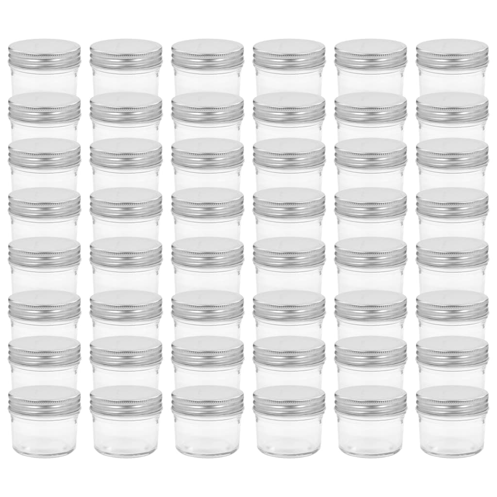 Pots de confiture Vidaxxl avec couvercles argentés 48 pcs 110 ml verre