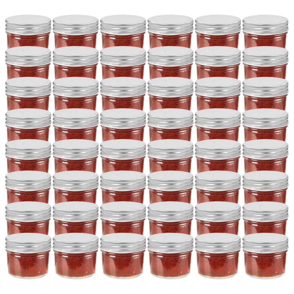 Pots de confiture Vidaxxl avec couvercles argentés 48 pcs 110 ml verre