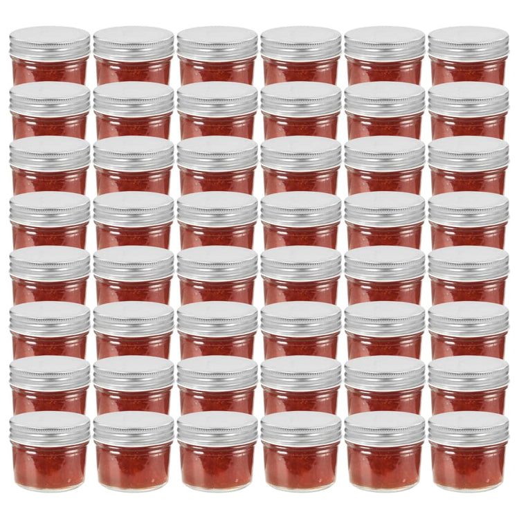 Pots de confiture Vidaxxl avec couvercles argentés 48 pcs 110 ml verre