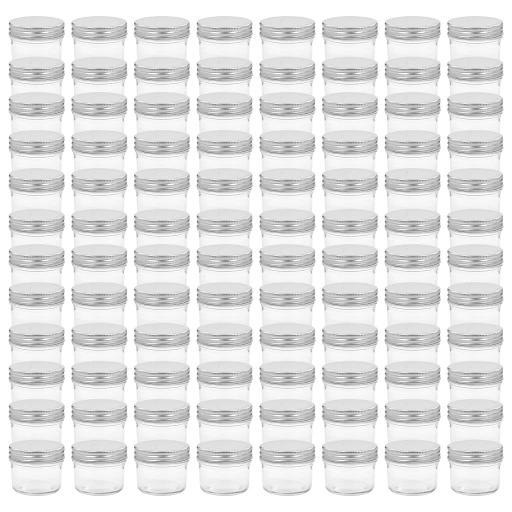 Pots de confiture Vidaxxl avec couvercles argentés 96 pcs 110 ml verre