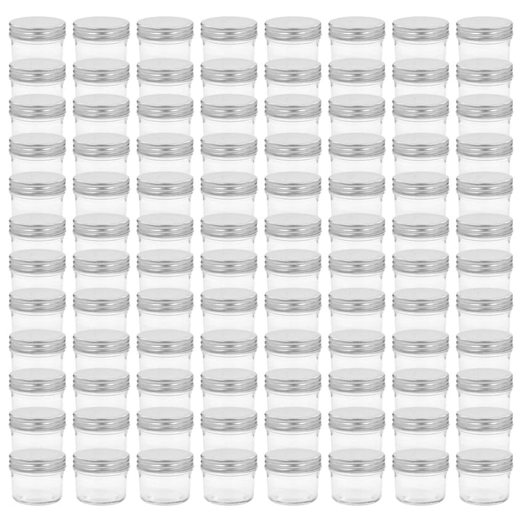 Pots de confiture Vidaxxl avec couvercles argentés 96 pcs 110 ml verre