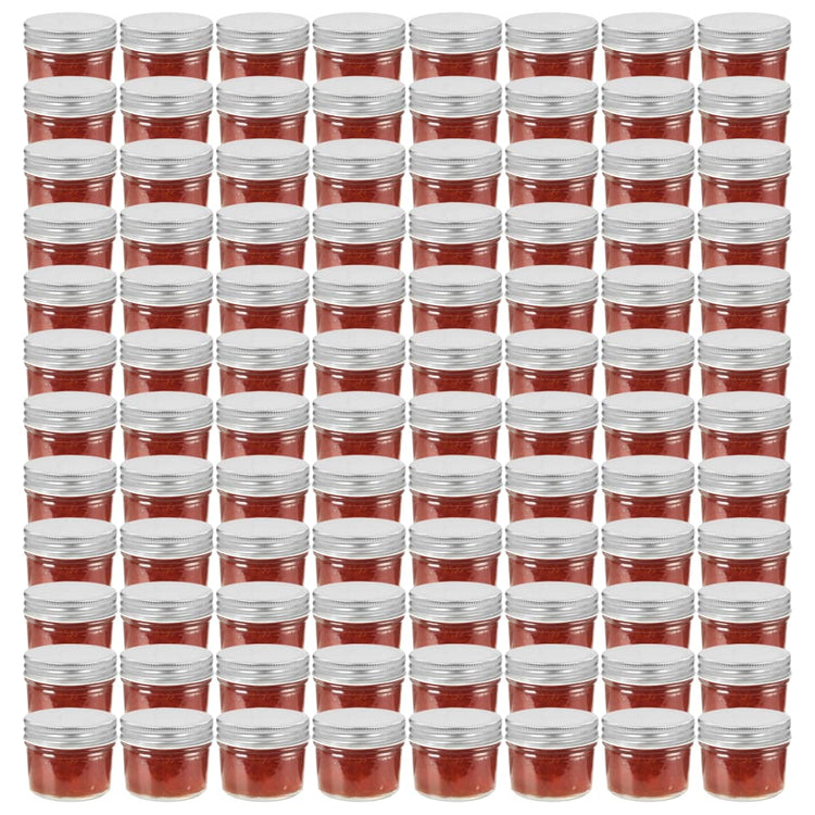 Pots de confiture Vidaxxl avec couvercles argentés 96 pcs 110 ml verre