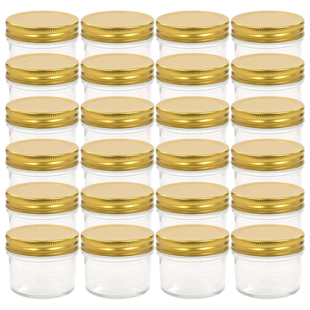 Vidaxl Jams Jars avec couvercles colorants en or 24 ST 110 ml de verre