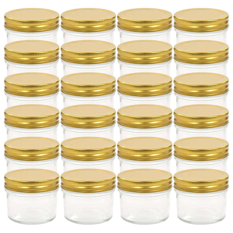 Vidaxl Jams Jars avec couvercles colorants en or 24 ST 110 ml de verre