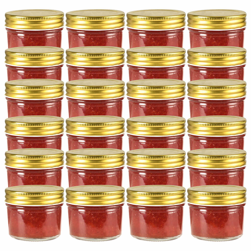 Vidaxl Jams Jars avec couvercles colorants en or 24 ST 110 ml de verre