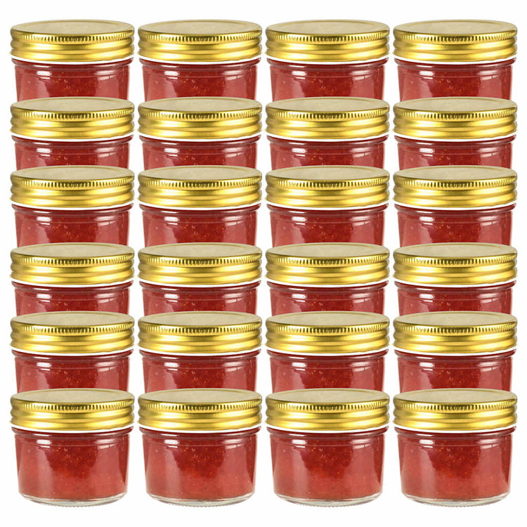 Vidaxl Jams Jars avec couvercles colorants en or 24 ST 110 ml de verre