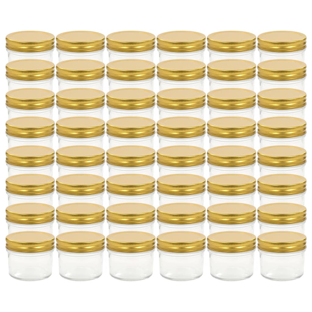 Vidaxl Jams Jars avec couvercles colorants en or 48 PC 110 ml de verre