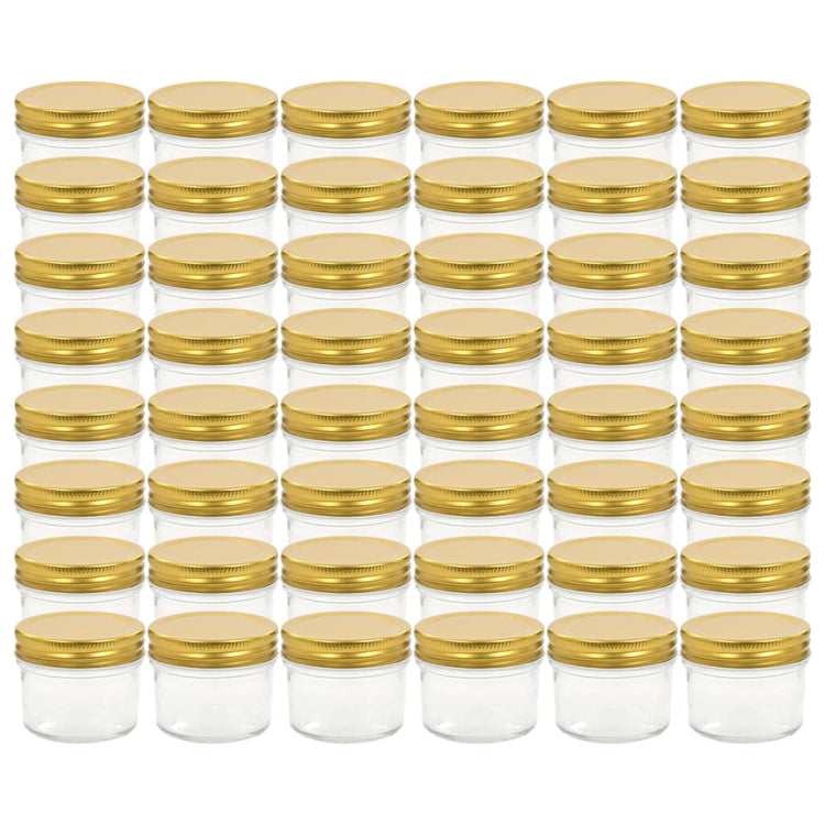 Vidaxl Jams Jars avec couvercles colorants en or 48 PC 110 ml de verre