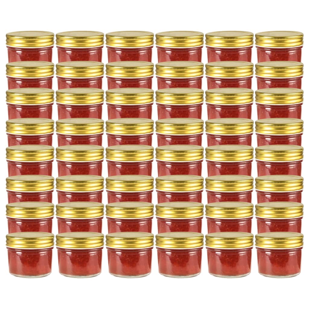 Vidaxl Jams Jars avec couvercles colorants en or 48 PC 110 ml de verre