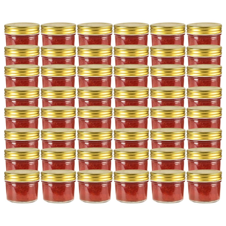 Vidaxl Jams Jars avec couvercles colorants en or 48 PC 110 ml de verre