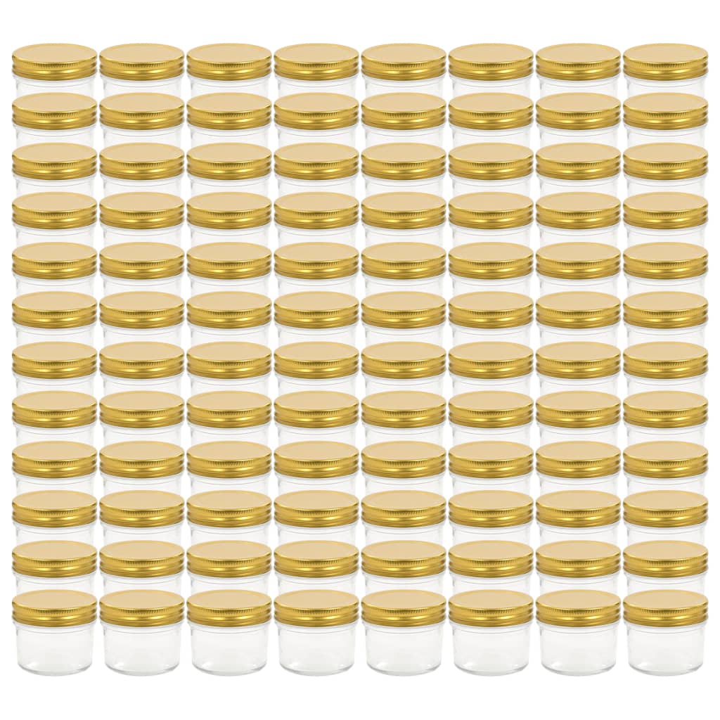 Pots de confiture Vidaxxl avec couvercles dorés 96 pcs 110 ml verre