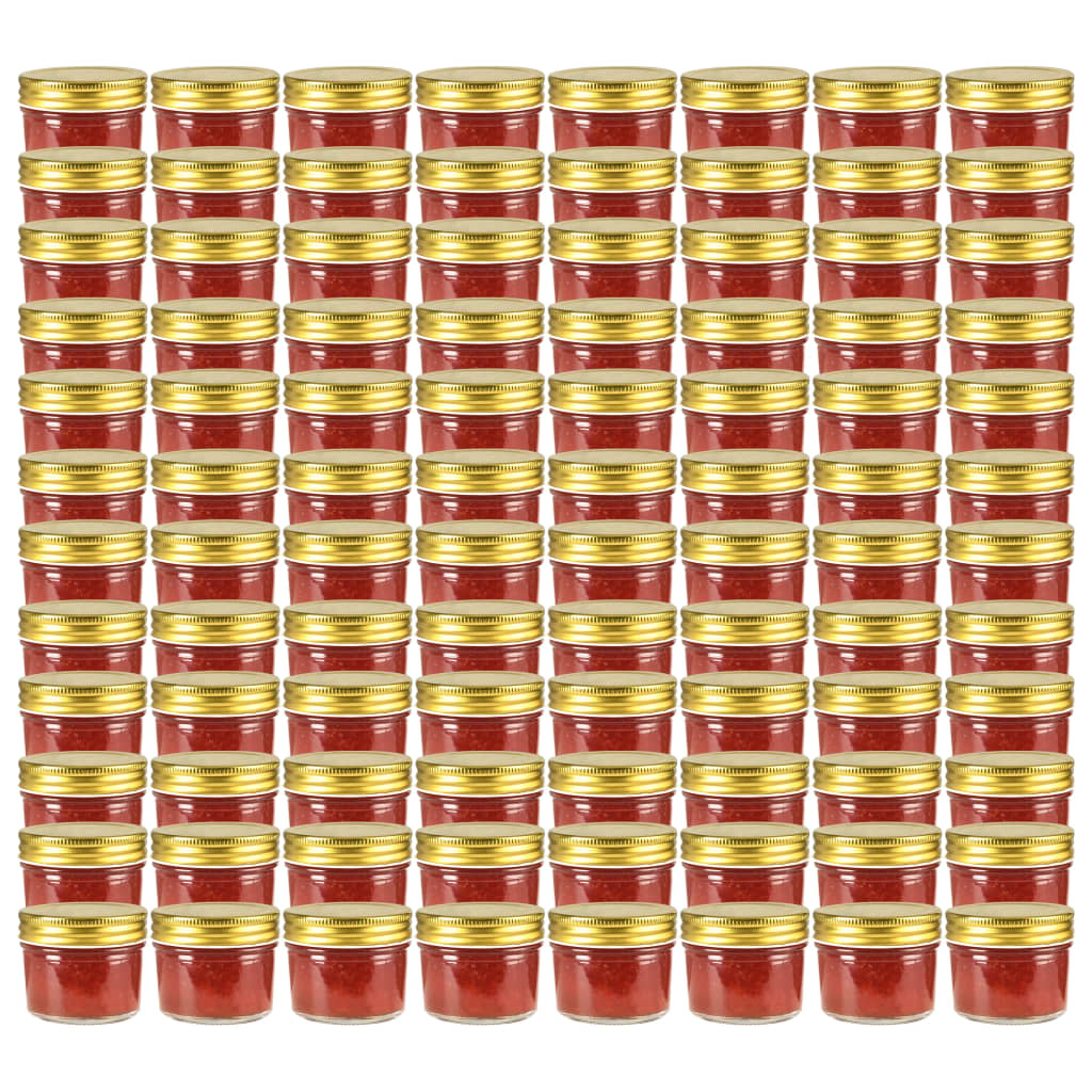 Pots de confiture Vidaxxl avec couvercles dorés 96 pcs 110 ml verre