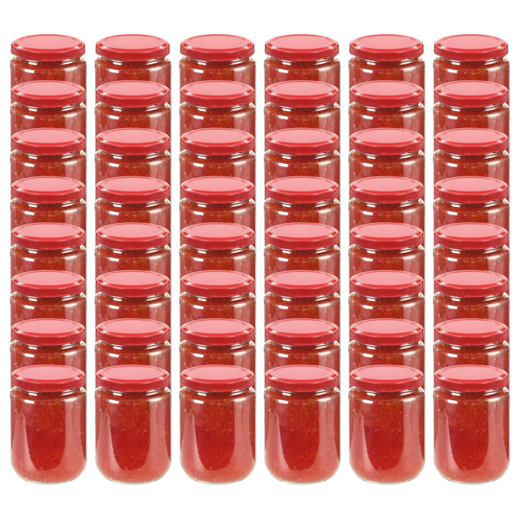 Vidaxl Jams Jars avec couvercles rouges 48 PCS 230 ml de verre