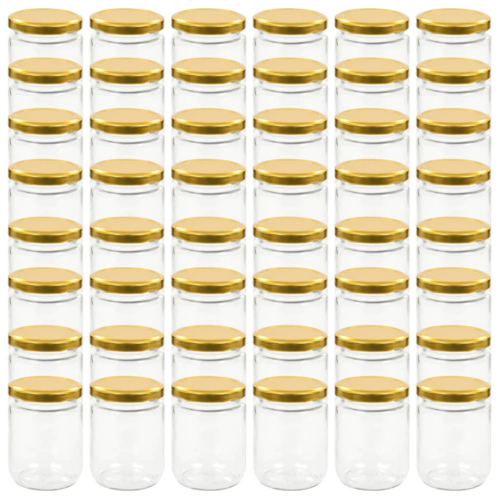 Vidaxl Jam Jars avec couvercles colorants en or 48 PCS 230 ml de verre