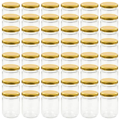Vidaxl Jam Jars avec couvercles colorants en or 48 PCS 230 ml de verre
