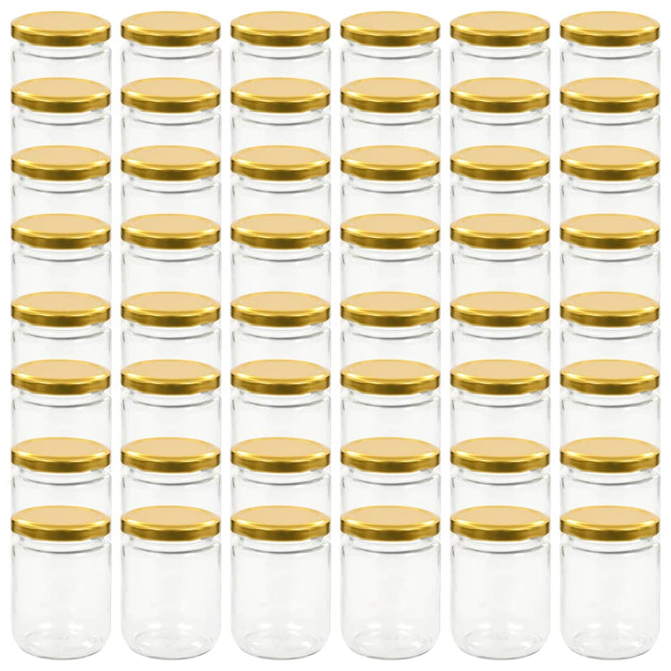 Vidaxl Jam Jars avec couvercles colorants en or 48 PCS 230 ml de verre