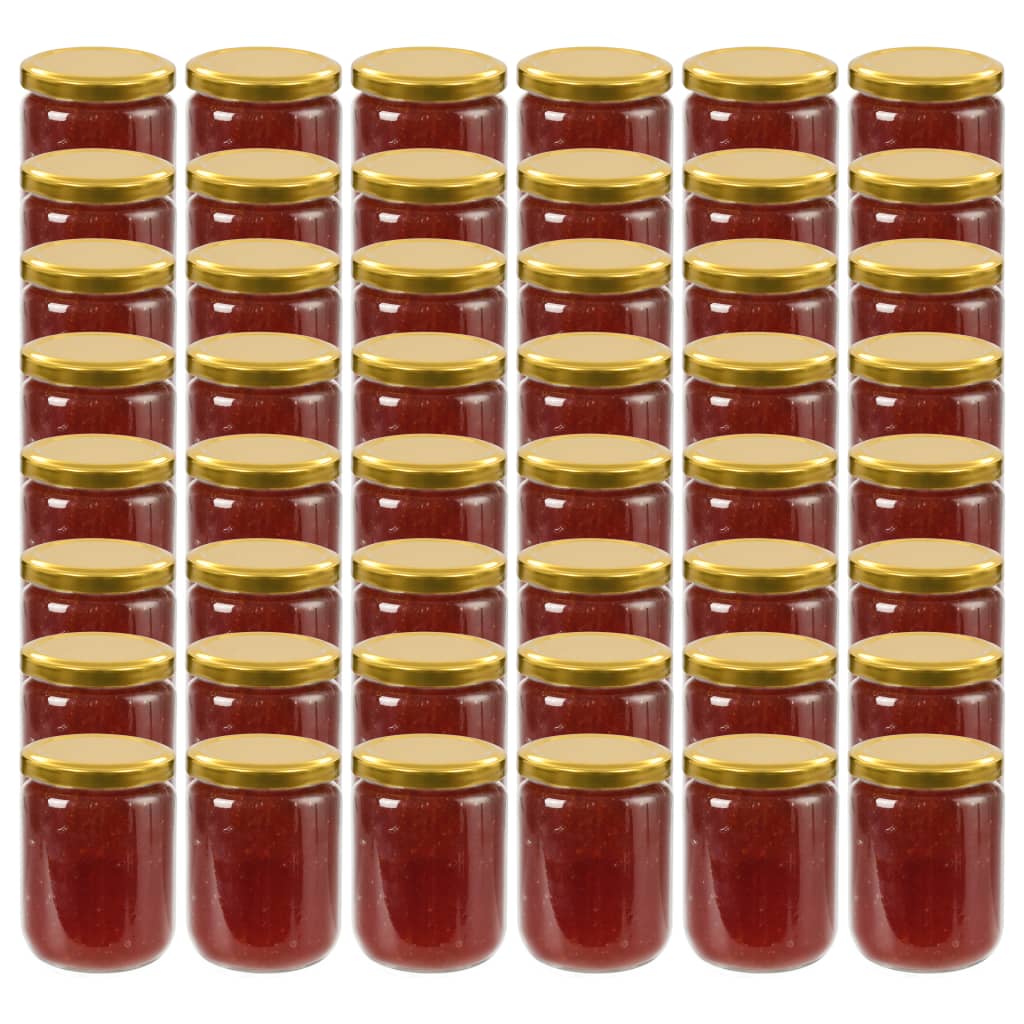 Vidaxl Jam Jars avec couvercles colorants en or 48 PCS 230 ml de verre
