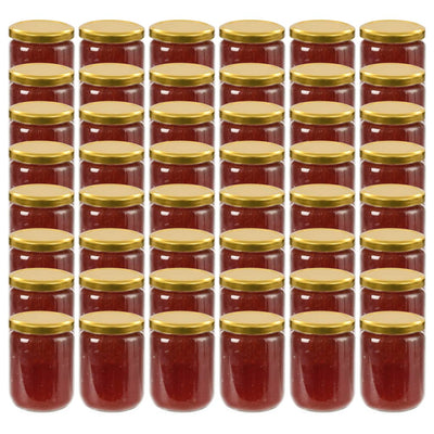 Vidaxl Jam Jars avec couvercles colorants en or 48 PCS 230 ml de verre