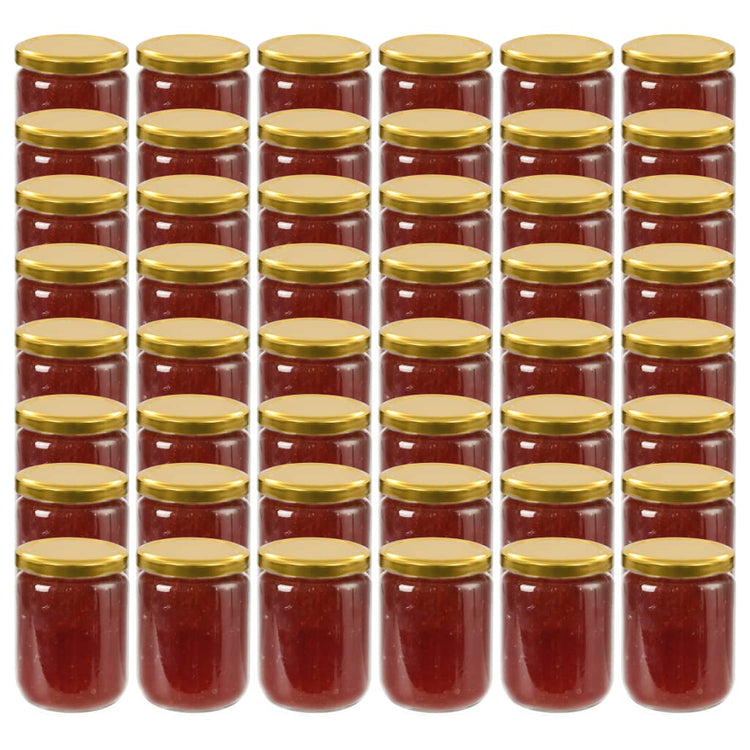 Vidaxl Jam Jars avec couvercles colorants en or 48 PCS 230 ml de verre