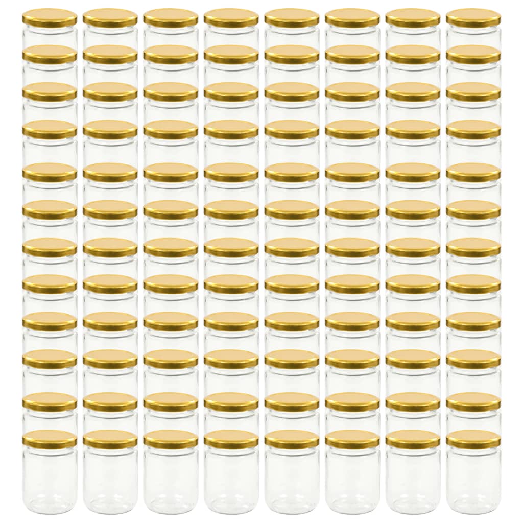 Vidaxl Jams Jars avec couvercles colorants en or 96 st 230 ml de verre