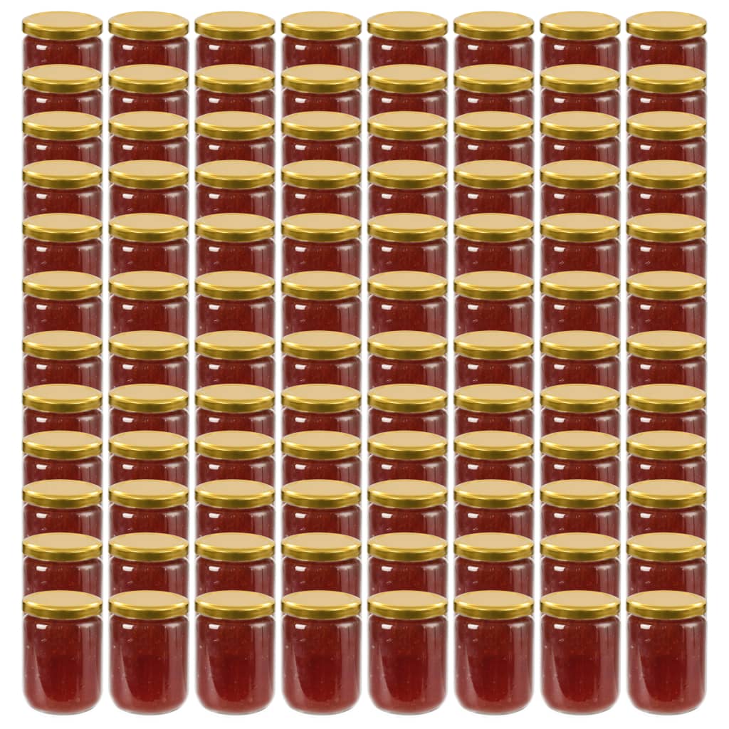 Vidaxl Jams Jars avec couvercles colorants en or 96 st 230 ml de verre