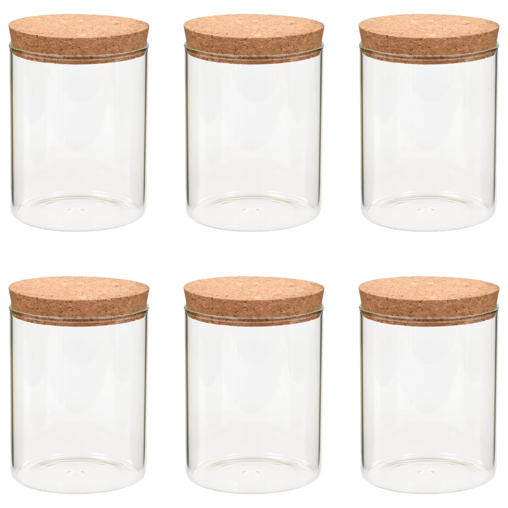 Pots de stockage vidaxl avec couvercle de liège 6 st 650 ml de verre