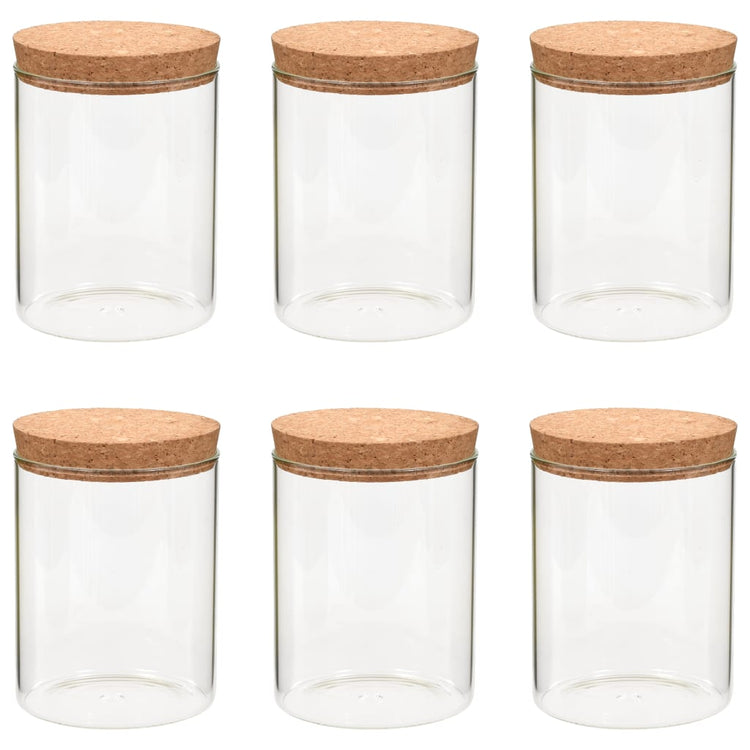 Pots de stockage vidaxl avec couvercle de liège 6 st 650 ml de verre