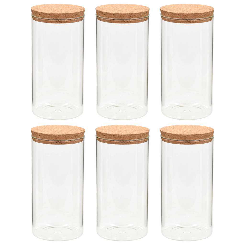 Pots de rangement Vidaxl avec couvercle de liège 6 st 1100 ml de verre