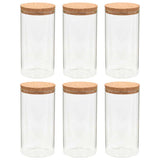 Pots de rangement Vidaxl avec couvercle de liège 6 st 1100 ml de verre - afbeelding 2