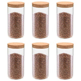 Pots de rangement Vidaxl avec couvercle de liège 6 st 1100 ml de verre - afbeelding 1
