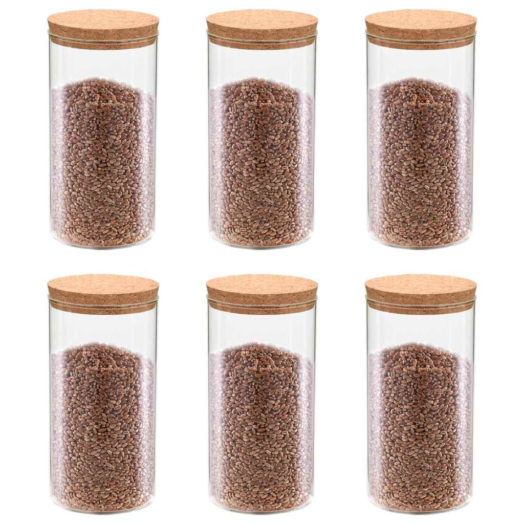 Pots de rangement Vidaxl avec couvercle de liège 6 st 1100 ml de verre