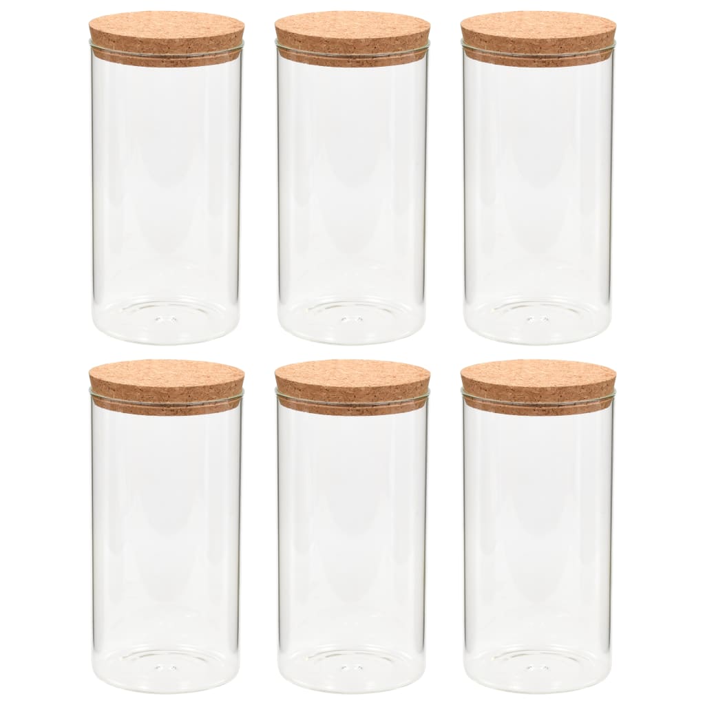 Pots de rangement vidaxl avec couvercle de liège 6 st 1400 ml de verre