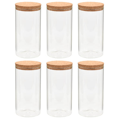 Pots de rangement vidaxl avec couvercle de liège 6 st 1400 ml de verre