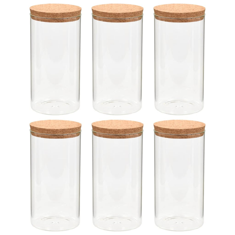 Pots de rangement vidaxl avec couvercle de liège 6 st 1400 ml de verre