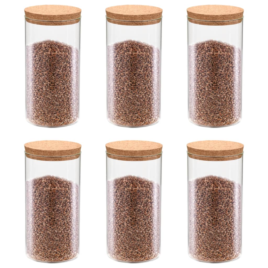 Pots de rangement vidaxl avec couvercle de liège 6 st 1400 ml de verre