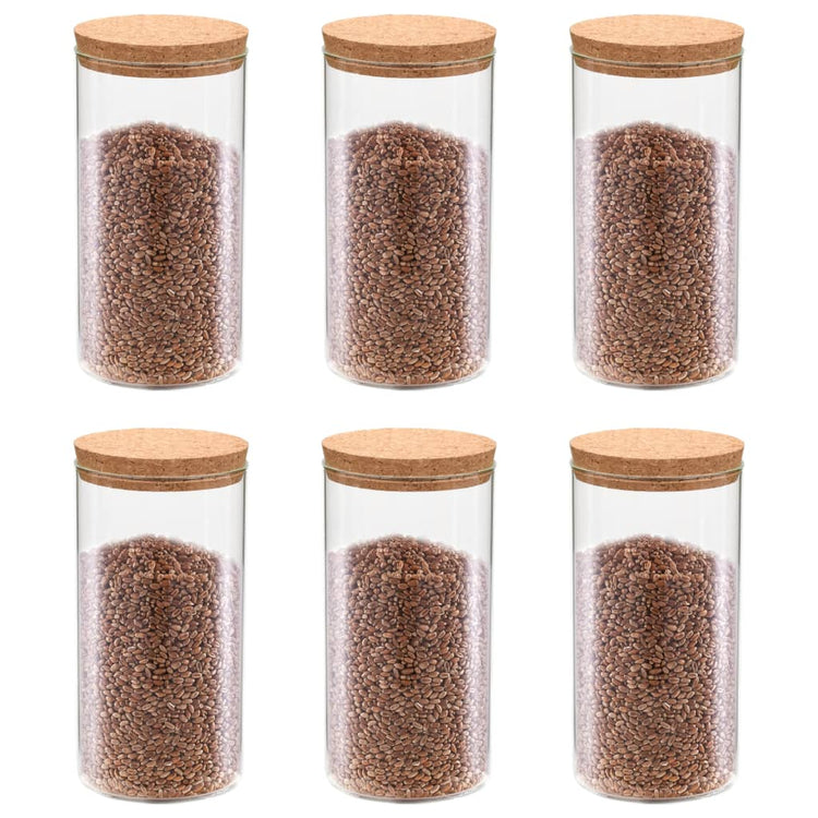 Pots de rangement vidaxl avec couvercle de liège 6 st 1400 ml de verre