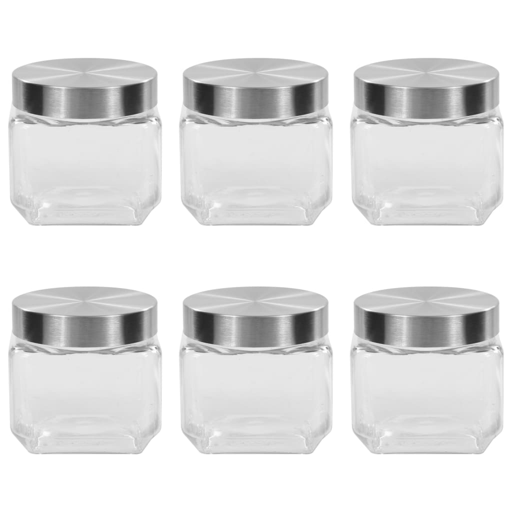 Pots de stockage Vidaxl avec couvercle de couleur argentée 6 st 800 ml