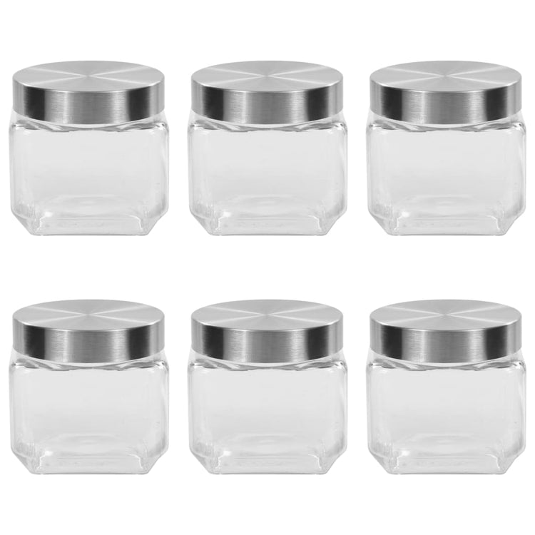 Pots de stockage Vidaxl avec couvercle de couleur argentée 6 st 800 ml