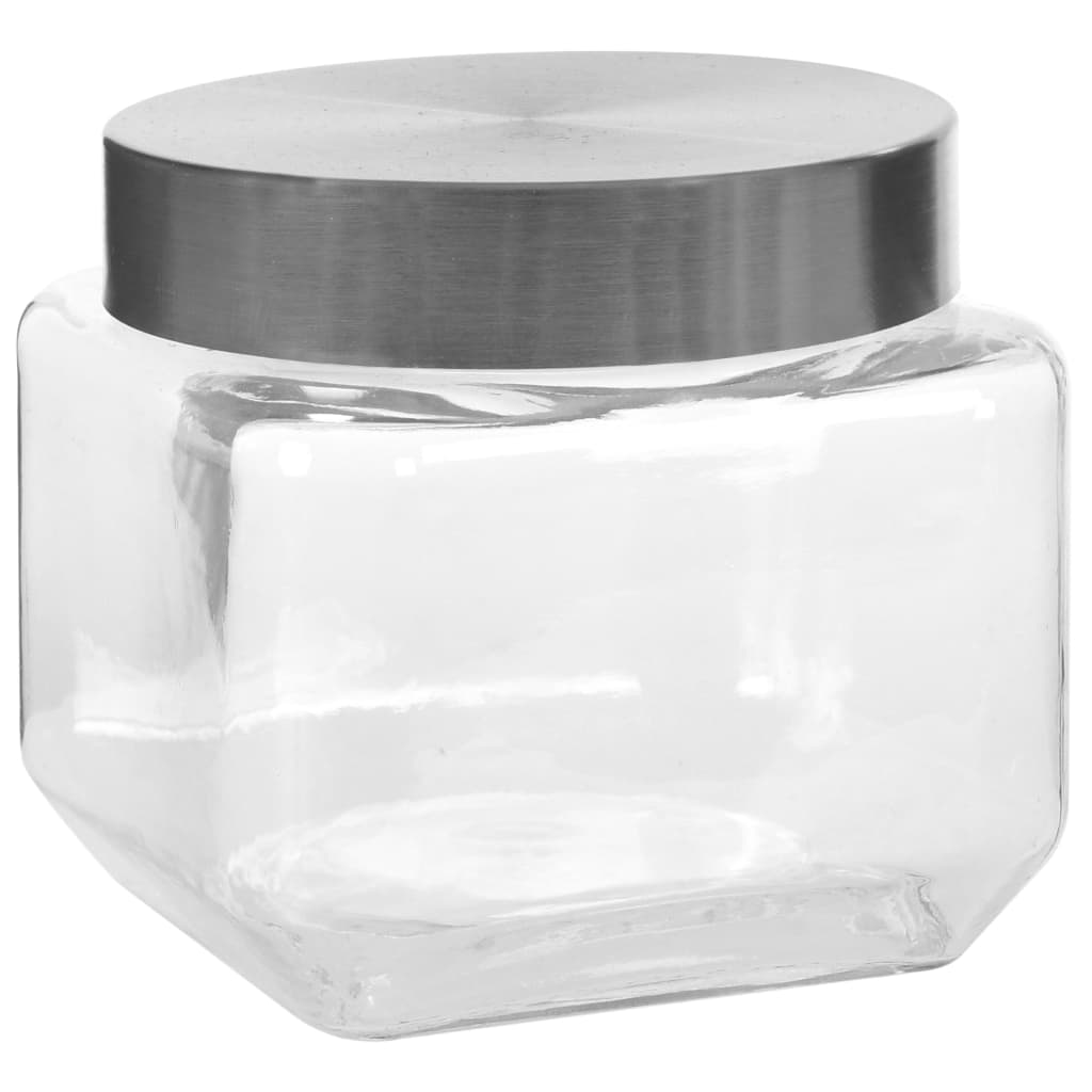 Pots de stockage Vidaxl avec couvercle de couleur argentée 6 st 800 ml