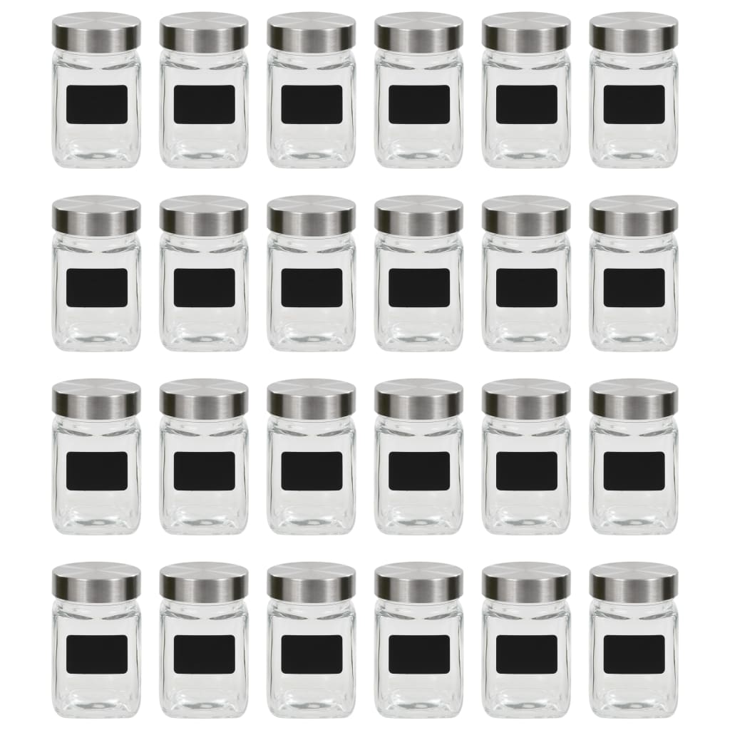 Pots de stockage Vidaxl avec autocollants 24 st 300 ml
