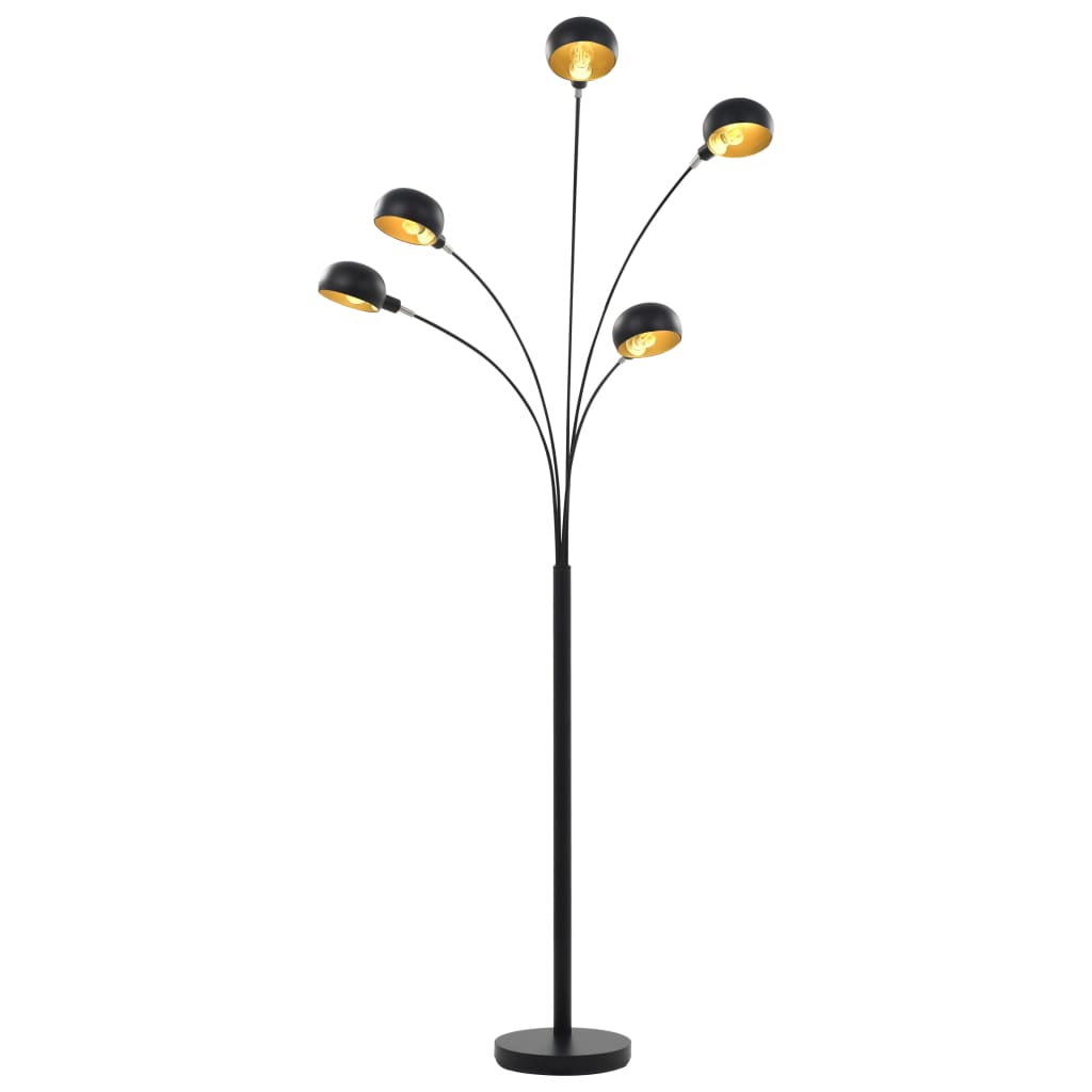 Lampe vidaxl debout 5xe14 200 cm noir et or