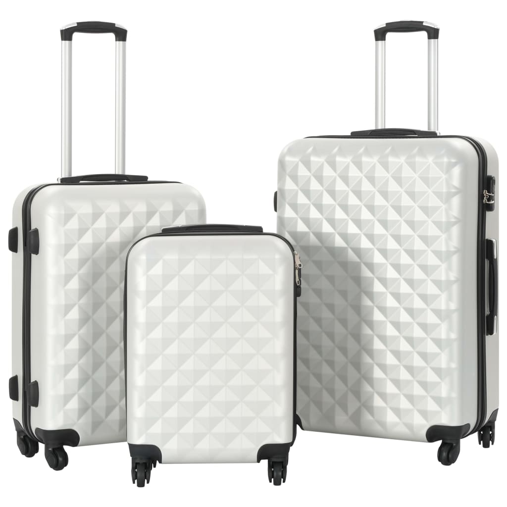 Vidaxl en 3 parties bagages durs ensembles clairs en argent coloré