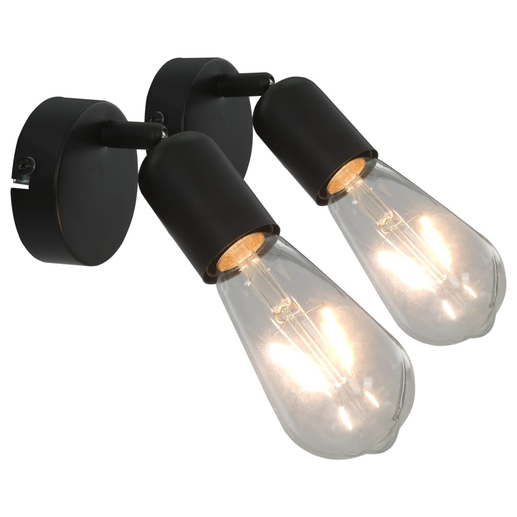 Vidaxl Spotlights 2 ST avec filament Pears 2 W e27 noir