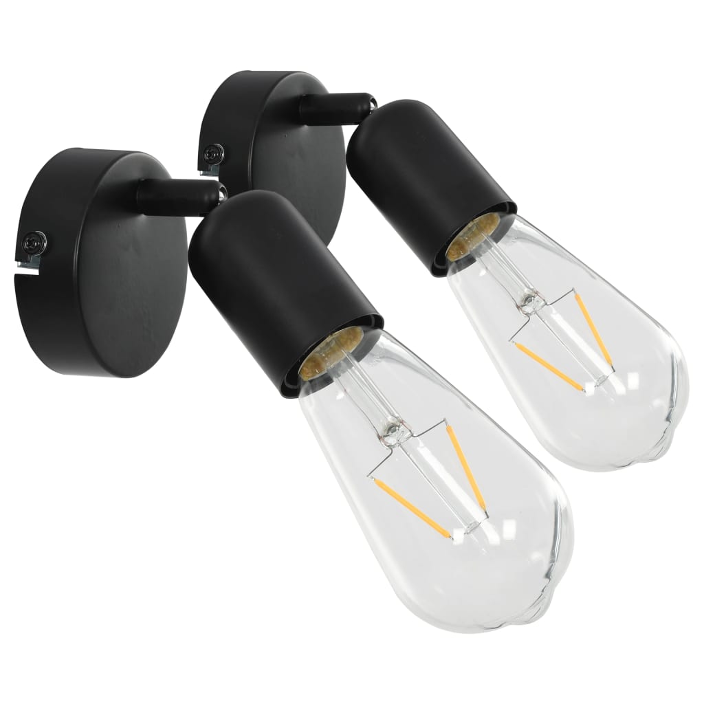 Vidaxl Spotlights 2 ST avec filament Pears 2 W e27 noir