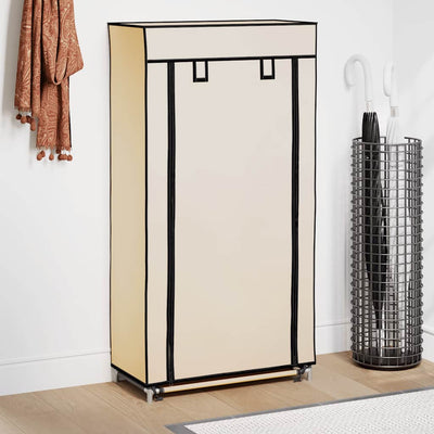 Armoire à chaussures Vidaxl avec couvercle 58x28x106 cm Crème en tissu